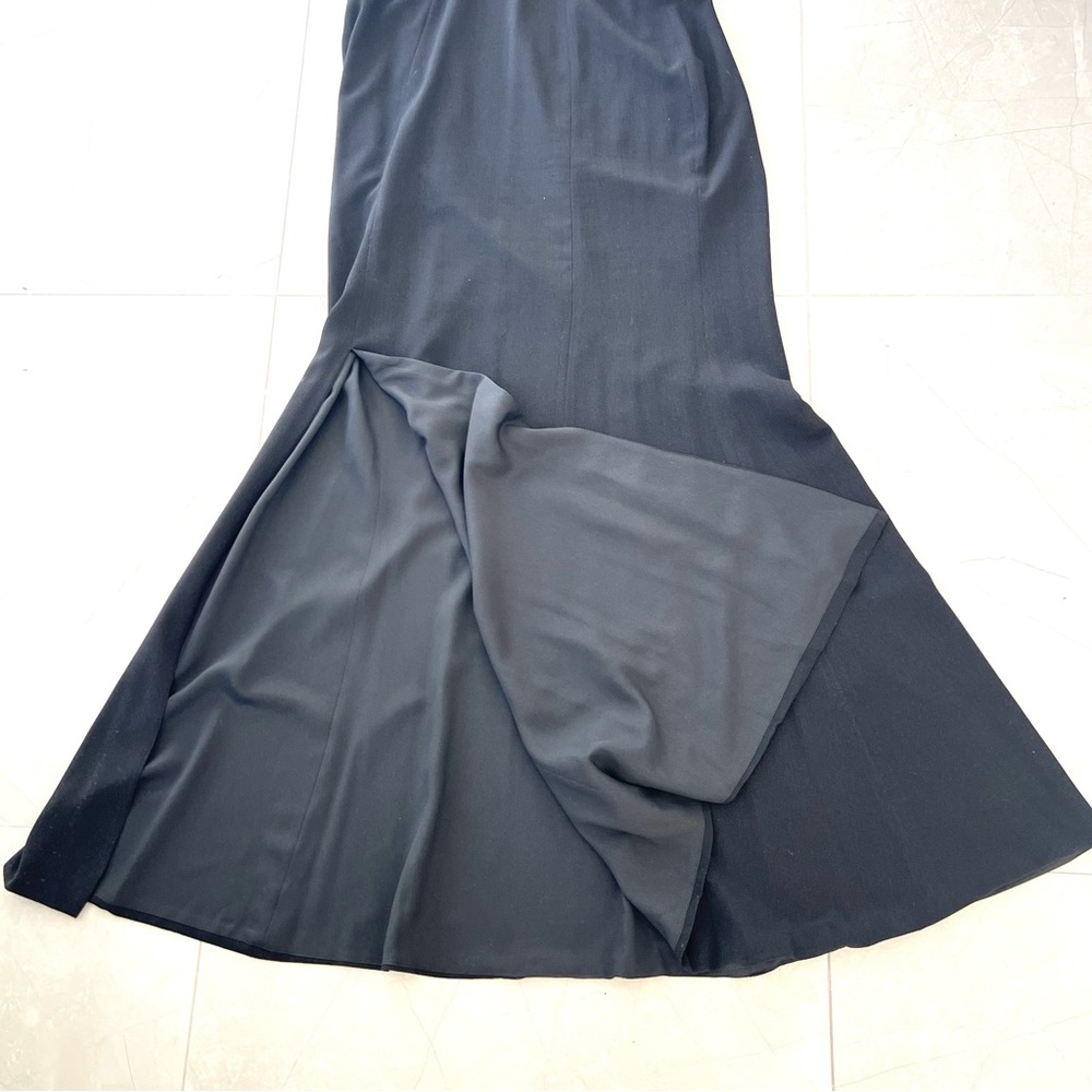 DRESS THE POPULATION Iris Black Side Slit Crepe Classic Maxi Gown Dress Sz XL - Picture 13 of 15
